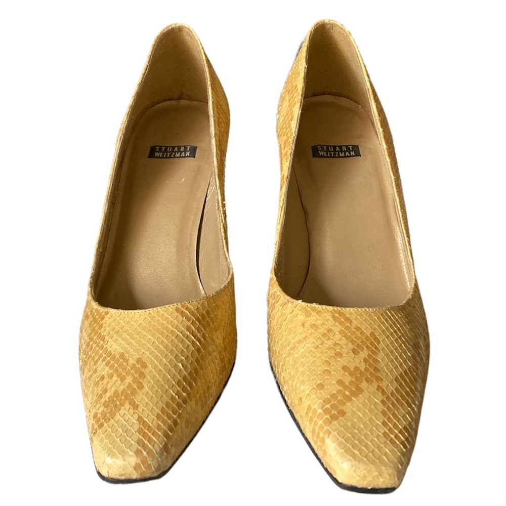 Stuart Weitzman Yellow Snakeskin Pumps - image 2